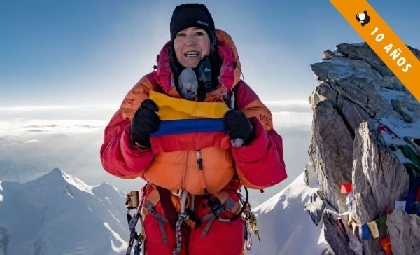Claudia López en la cumbre del Dhaulagiri, su primera cima de 8000.